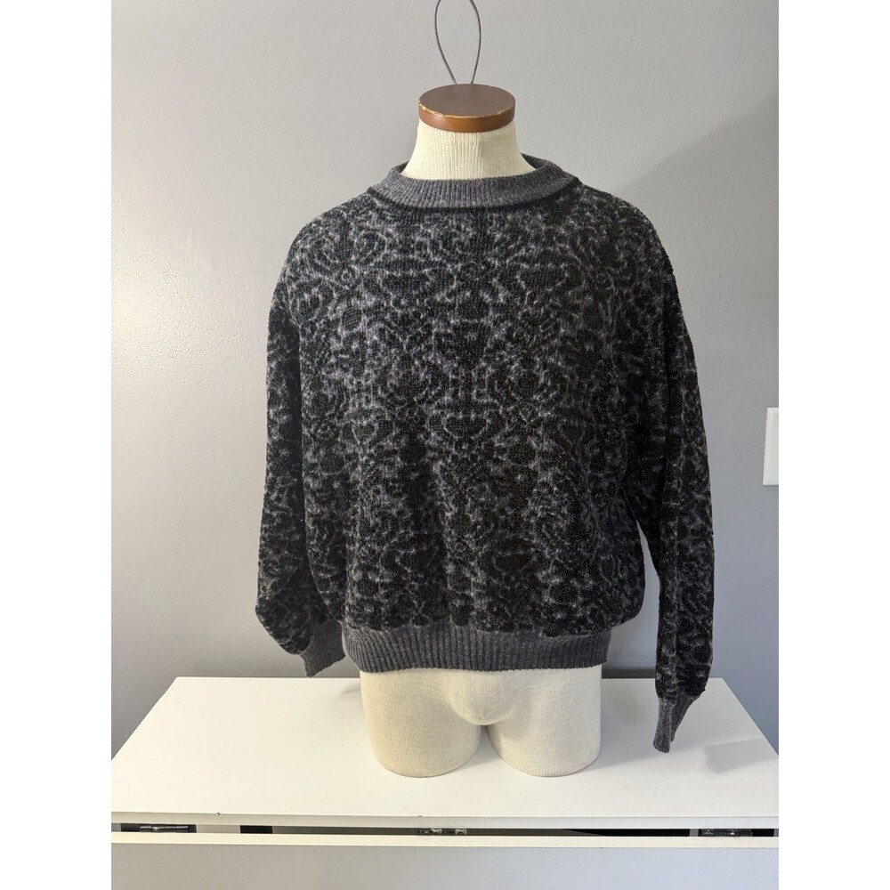 VTG Sears Roebuck Italy Knit Baroque Damask Sweater Mens XL Grandpacore Wool